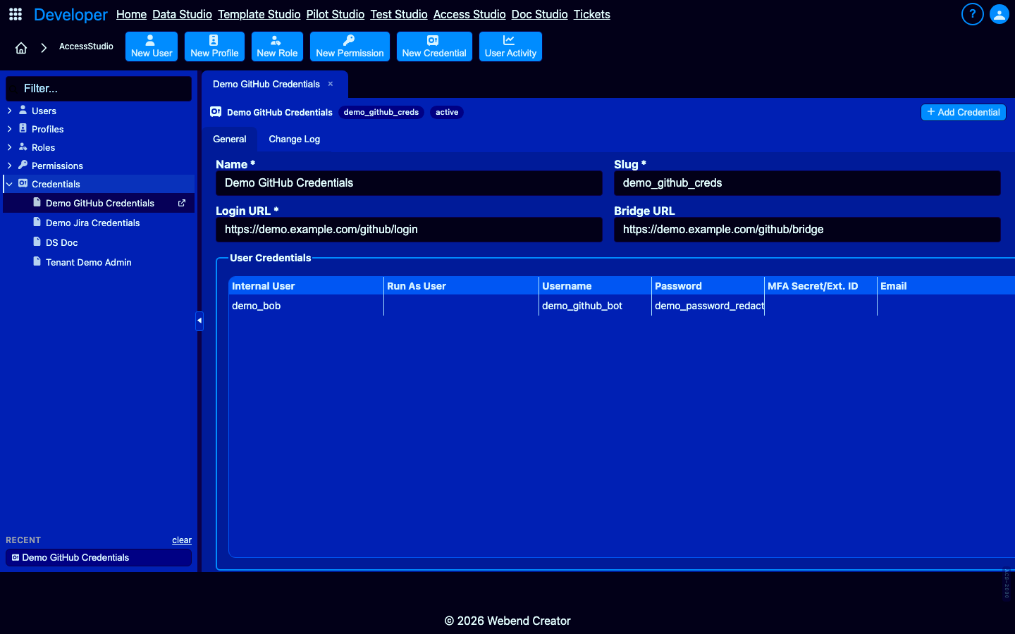 Credential vault editor