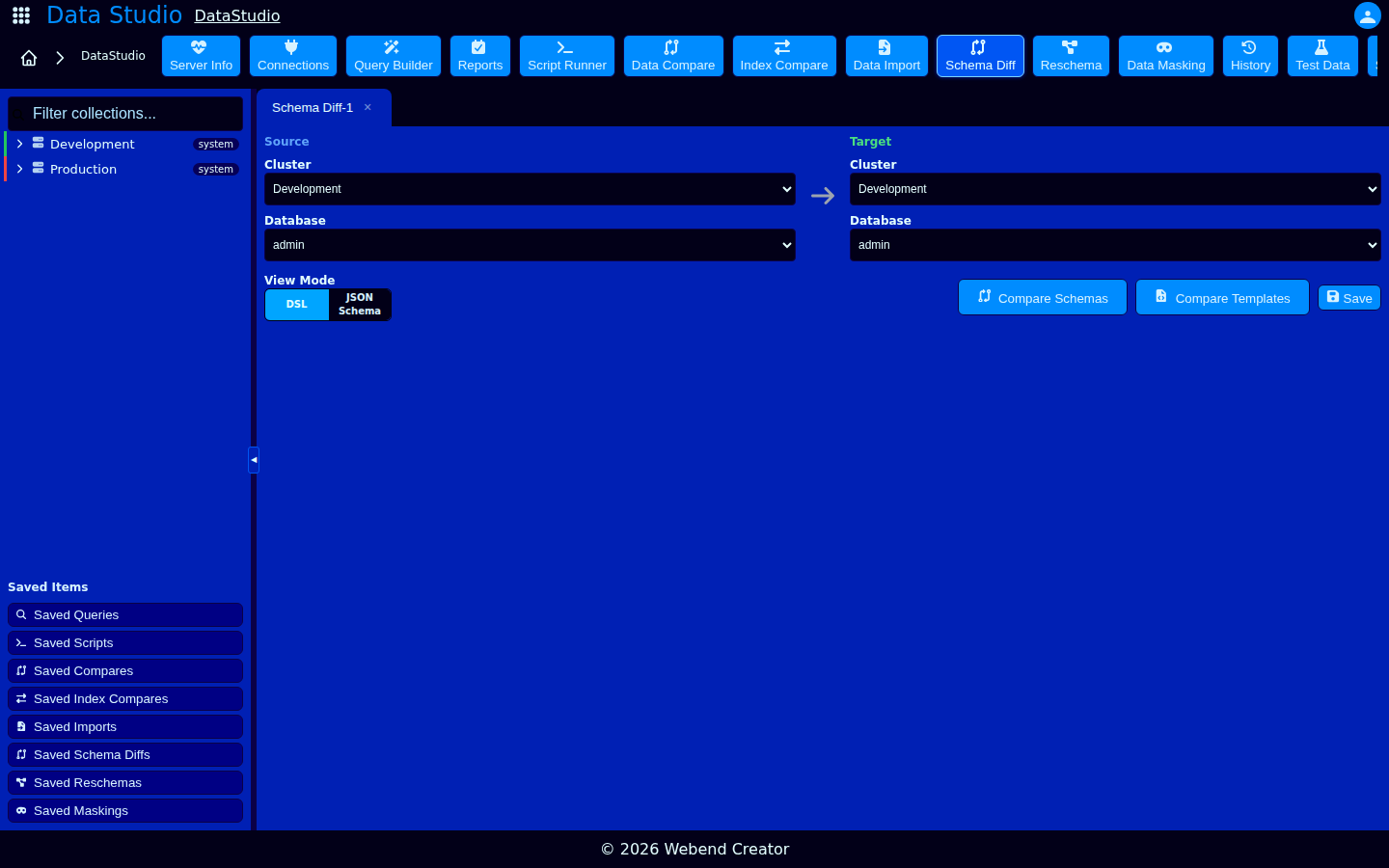 Schema diff results