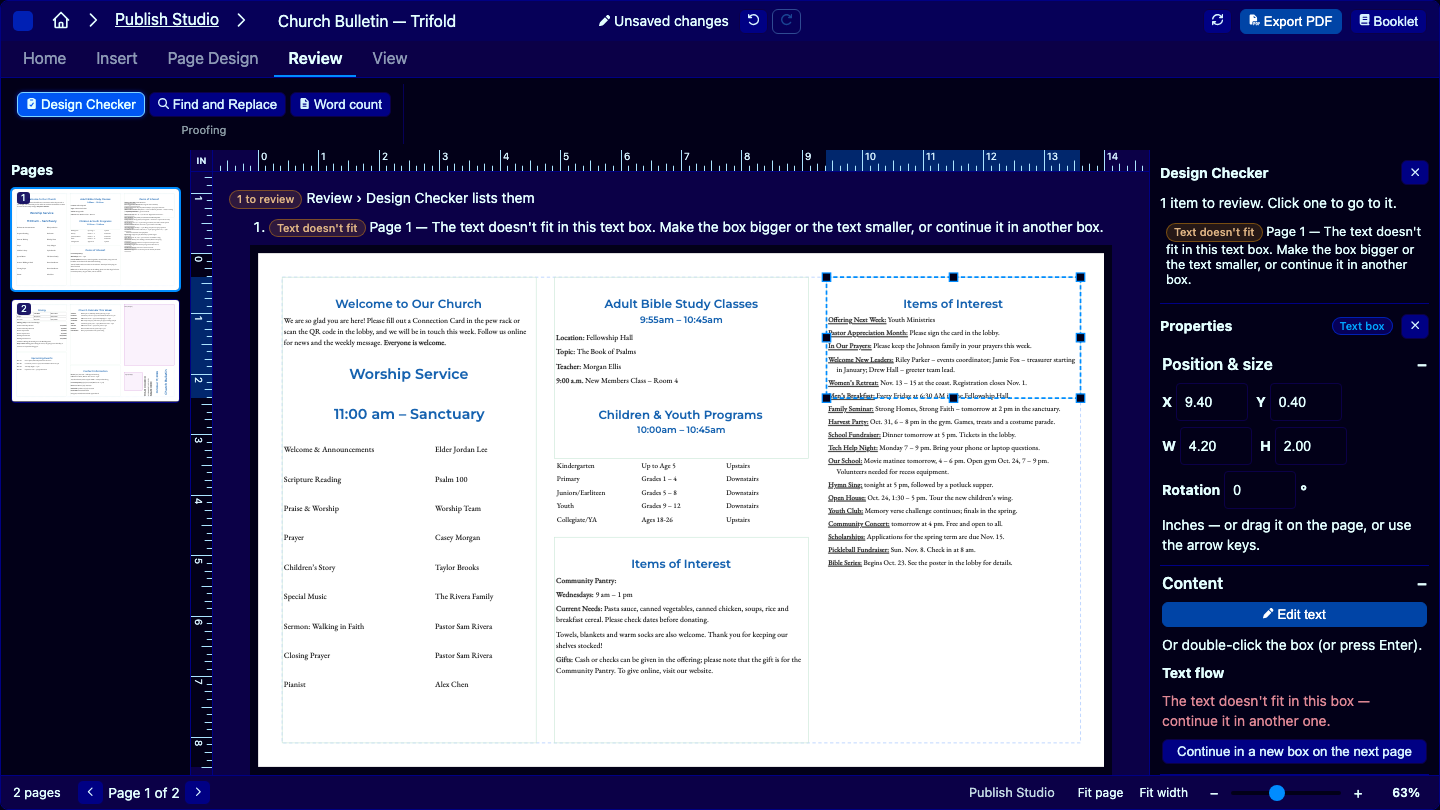 Design Checker flagging text that does not fit