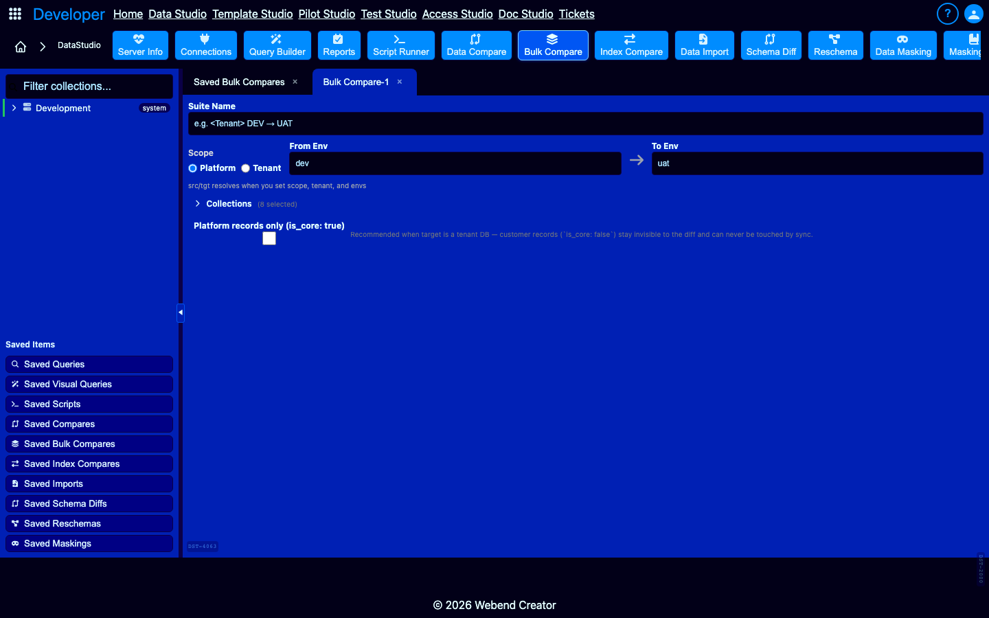 Bulk Compare panel